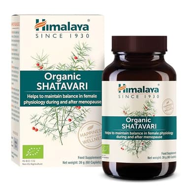 Himalaya Organic Shatavari 60 compresse, supporto per la menopausa, equilibrio femminile, salute e vitalità femminile, biologico, vegano, ayurvedico