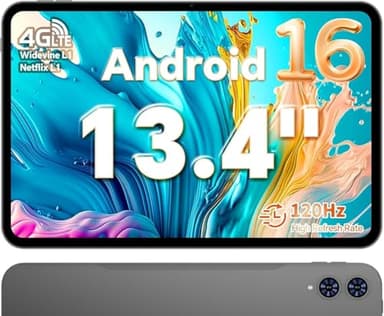 TECLAST T65 Tablet 13.4 Pollici 120Hz Display Tablet Android 16, Doppio SIM 4G LTE+5G WiFi, 2.2GHz Octa-Core, 20GB RAM+128GB ROM(TF 4TB) Widevine L1 1080P/13MP/BT5/GPS/OTG