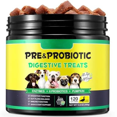 Probiotici per Cani, Probiotici per Cani Enzimi digestivi, Salute dell'intestino, Prurito cutaneo, Allergie, Equilibrio dei lieviti, Sistema immunitario e Supporti per la Salute Generale