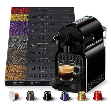 Nespresso MACCHINA INISSIA E 100 CAPSULE – Inissia EN80B Macchina Caffè di De’Longhi con 100 Capsule Caffè Selezione Ispirazione Italiana, Riciclabile, Linea Original