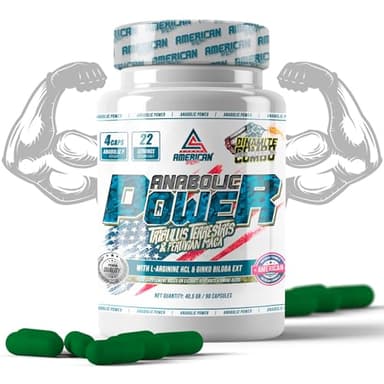 AS American Suplement | ANABOLIC POWER | Anabolizzanti Naturale | Gusto Neutro | Aiuta ad Aumentare la Tua Massa Muscolare | Arricchito con Ginkgo Biloba | 90 Capsule