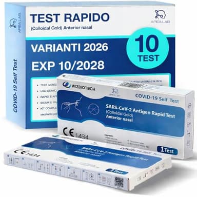 10X Tamponi COVID-19 Nuove Varianti | Test Antigenici Rapidi | Tampone Covid Certificato CE | Registrato Ministero Salute | Rileva Varianti 2026 | Tampone Nasale Fai da Te | Risultato in 15 Minuti
