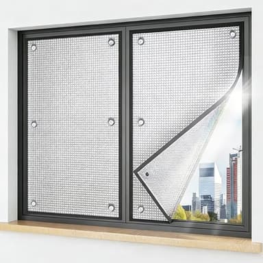 Pellicola Isolante per Vetri Finestre, Pannello Termoriflettente in Alluminio con Ventose, Pellicola Oscurante Termica Anti UV e Freddo per Casa e Ufficio, 7mm(40x140cm)