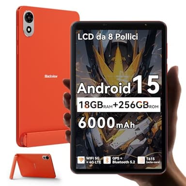 Blackview ZENO 1 8 pollici Tablet Android 15 90Hz 800x1280 - Ultra leggero&compatto Gaming, T615 8 core AI Chip, 18GB RAM+256GB ROM(2TB TF)/4G LTE+WiFi5G/Face ID/6000mAh/8MP+8MP/Widevine L1/BT5.2/GMS