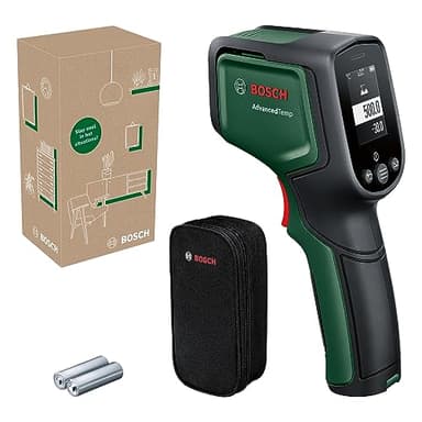 Bosch pistola termica a infrarossi AdvancedTemp (da -30 °C a +500 °C, con display LED, rileva temperatura superficiale, ambientale e umidità, identifica ponti termici o rischio di muffe)