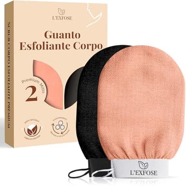 L'Exfose 2x guanto esfoliante corpo - guanto di crine kessa scrub corpo in Viscosa - Rimuove le cellule morte della pelle e idrata