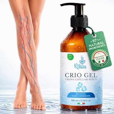 Ritalia Crema Gambe Gonfie Criogel Effetto Freddo 500 ml, per Gambe Pesanti, Circolazione e Microcircolo, Assorbimento Rapido
