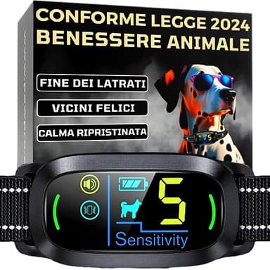 PAWPRO Collare Antiabbaio per Cani | Conforme Nuova Legge Benessere Animali 2024 | Intelligenza artificiale, Rilevamento Dell'Abbaiare, Schermo Colori | 3 modalità BEEP, Vibrazione, BEEP+Vibrazione
