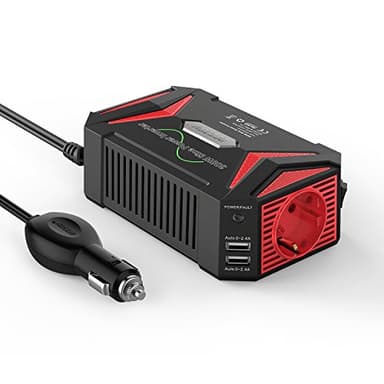 BESTEK Inverter da Auto Onda Pura 300W, Trasformatore Inverter 12V a 220V per Auto/Camper con 2 Porte USB Multi Protezioni e Soft Start, Adattatore per Accendisigari