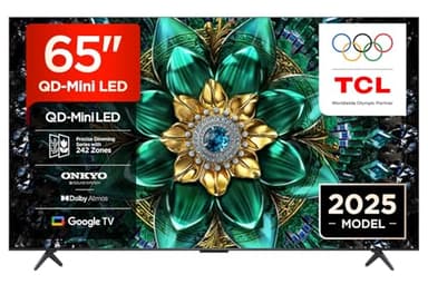 TCL 65Q6C 65" QD-Mini LED SMART TV, 4K HDR Premium 1000nits, con tecnologia Google TV (Dolby Vision IQ e Atmos, sistema audio Onkyo 2.1, Motion Clarity Pro a 144 Hz, Game Master)