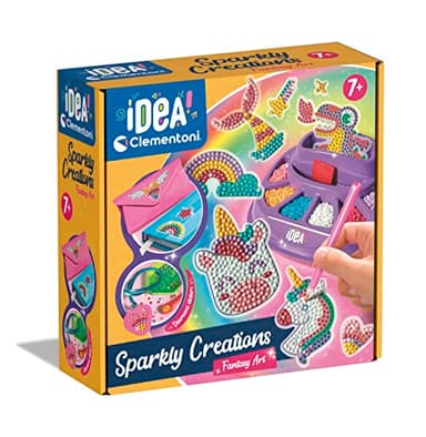 Clementoni Idea - Sparkly Creations Game Icons, Diamond Art, Gioco Creativo per Bambini 7+ Anni, Kit Arte e Laboratorio Gemme, Stickers a Tema Gaming, 18746