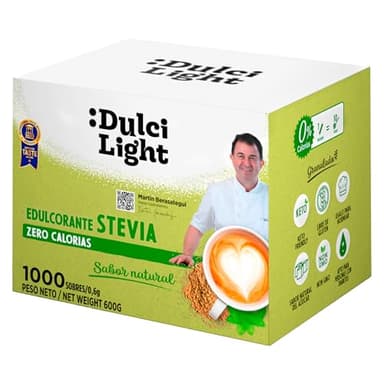 Dulcilight Dolcificante Stevia Zero 1000 Bustine Sapore Naturale 100% | 1gr = 10gr di zucchero | Senza Glutine Keto Vegan Non OGM Zero Calorie | Senza Xilitolo o Eritritolo