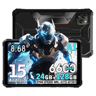 Blackview Active 5 Rugged Tablet PC 8.68 inch, 24GB+128GB+2TB Tablet in Offerta, 6600mAh Rugged Smartphone, Altoparlanti 2W*2, IP68/69K Robusto Tablet Android 15, Dual 4G LTE,5G WIFI,GPS,OTG,NFC, Nero