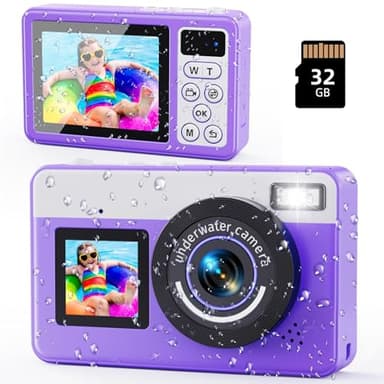MaxMango Macchina Fotografica Digitale,10FT Fotocamera Digitale Impermeabile con Scheda da 32 GB, Macchina Fotografica Subcquea 18X Zoom per Selfie Subacquei, Nuoto