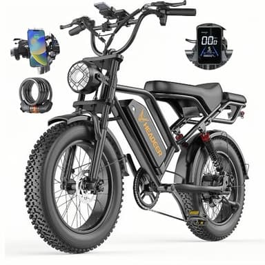 Snokco BK20 Bicicletta elettrica per adulti 48 V 20 Ah / 48 V Batteria rimovibile 50-100 km Mountain bike elettrica da 20 pollici, doppia sospensione, 7 marce, doppio freno a disco