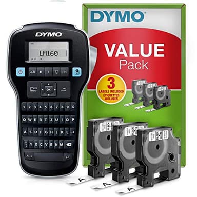 DYMO LabelManager 160 - Etichettatrice portatile con tastiera QWERTZ e semplice modifica del testo, con 3 rotoli, per etichette D1 in larghezza 6, 9 e 12 mm