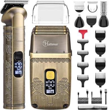 Hatteker Tagliacapelli Uomo Rasoio Elettrico Barba Professionale Regolabarba Uomo Macchinetta per Capelli Tagliabarba Trimmer Impermeabile