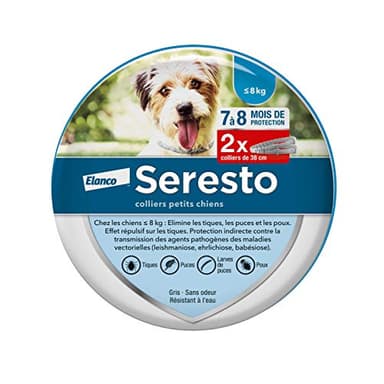 Seresto - Collare Antiparassitario Cani Piccoli X2 Pezzi. Taglia inferiore 8 Kg. Doppia confezione