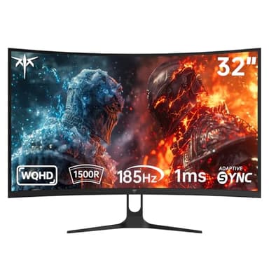 KTC Monitor Gaming Curvo 32 Pollici | QHD@185Hz (OC) | 1ms | Pannello HVA, Curvatura 1500R | 96% DCI-P3, 99% sRGB, 1,07 Miliardi di Colori | HDR10 | VESA 100×100mm | Low Blue Light | H32S5