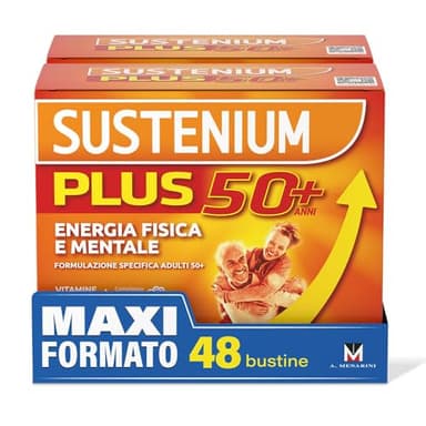 Sustenium Plus 50+ - Integratore energizzante adulti 50+ con complesso antiossidante ACTIFUL, vitamine e minerali. Per la tua energia fisica e mentale. Bipack 2 confezioni da 24 bustine