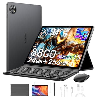 Blackview ZENO10 5G Tablet con Tastiera e Mouse,24GB+256GB/2TB Android 15,2K FHD+ Gaming Tablet 11 Pollici,Gemini Al,8800mAh,4G LTE 5G WiFi/PC Mode/Widevine L1/OTG/Protettiva+Penna intelligente, Nero
