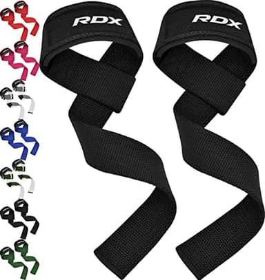 RDX Straps Palestra, Cinghie Sollevamento Pesi Fascette per Stacchi, 5MM Neoprene Imbottita Supporto Polsa, Gym Fitness Lifting Bodybuilding Powerlifting Allenamento Accessori Fasce Polsi