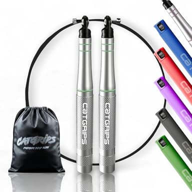 CATGRIPS Corda per Saltare Professionale – Speed Jump Rope in Alluminio Premium con cavo Ultraresistente – Corda Crossfit Rapida e Regolabile – Corda da Saltare Leggera per Double Unders e Boxe