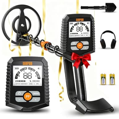 SUNPOW Metal Detector Professionale per Adulti e Bambini Metal Detector Kit Impermeabile per Oro con Display LCD Grande, 4 modalità, Bobina IP68 da 20 cm, Alta Precisione e Stabilità – MD13
