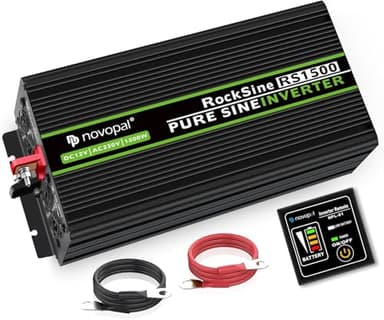 Novopal Power Inverter Onda Sinusoidale Pura 1500W 3000W Trasformatore di Potenza Convertitore DC 12V in AC 220V 230V Invertitore di Tensione,2 EU Presa con Uscita USB 5M di Telecomando