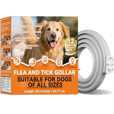 Collare Antiparassitario per Cani, 8 mesi di protezione contro pulci, zecche e zanzare, collare antipulci regolabile e impermeabile per cani di piccola, media e grande taglia, 65 cm