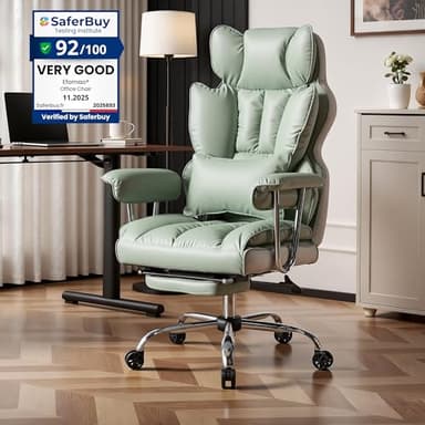 Efomao Sedia Ufficio Ergonomica con Poggiapiedi, Poltrona Gaming Alto Schienale Reclinabile e Imbottita, Braccioli, Ecopelle di Alta Qualità, Poltrona Executive Relax per Casa (verde)