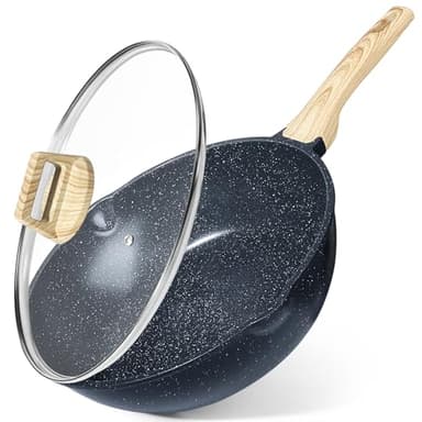 GiPP Padella Antiaderente Padella In Granito Da 3.6 L Con Coperchio, Beccuccio E Manico Raffreddato, Padell Antiaderente Non Tossica, Pentola Per Induzione, Senza Pfoa (Grigio, 24cm)