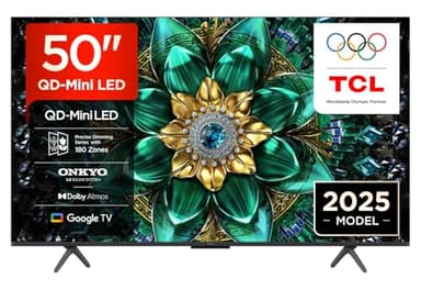 TCL 50Q6C 50" QD-Mini LED SMART TV, 4K HDR Premium 1000nits, with Google TV Technology (Dolby Vision IQ & Atmos, Onkyo 2.1 Sound System, Motion Clarity Pro 144Hz, Game Master)