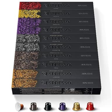 CAPSULE NESPRESSO ORIGINALI - Selezione Ispirazione Italiana da 100 Capsule Nespresso Caffè, Intensità da 6 a 13 (su 13), Linea Original, Capsule Riciclabili Nespresso