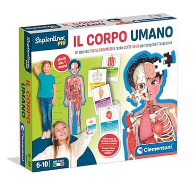 Clementoni Sapientino più - Il Corpo Umano, Gioco Educativo per Bambini 6-10 Anni, per Scoprire Anatomia e Scheletro, con Puzzle di 1m e Schede Educative, Made in Italy, Lingua Italiana, 16471