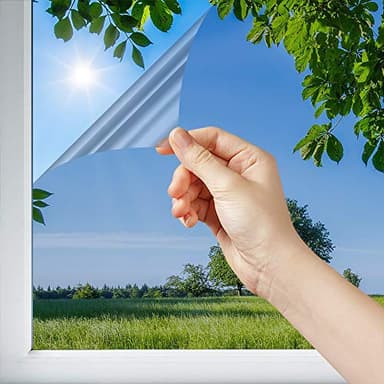 Dimexact Pellicola Anti Calore Solare per Vetri, Installazione Esterna Vetro Superiore a 1,2 Metri Quadri, Argento Chiaro, Larghezza Fino a 1,52 m, in Rotolo