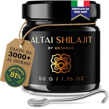 Original Altai Shilajit - Resina di Shilajit Pura - 50 g - Grado Oro - Acido Fulvico + Minerali Umici - Fornitura 6 Mesi - Energia + Vitalità