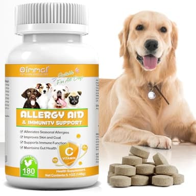 JSBNQRMZ Allergy Aid per Cani,180pcs Integratore Cane per Allergie Cutanee,Ambientali E Alimentari,Allevia Le Allergie Stagionali,Supporta La Funzione Immunitaria E Mantiene La Salute Dell'Intestino