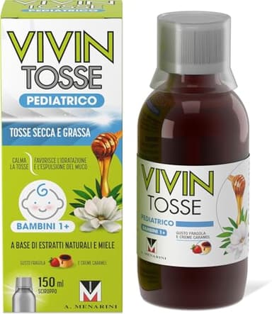 Vivin Tosse Pediatrico - Sciroppo Per Tosse Secca E Grassa A Base Di Estratti Vegetali E Miele, Promuove lidratazione del muco e protegge la mucosa faringea. 150 ml