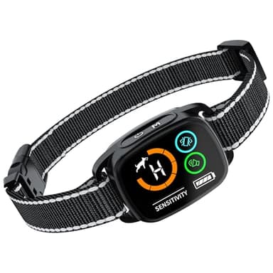 Collare Antibark per Cani, Modalità Suono/Vibrazione/Vibrazione Forte, Rilevamento Intelligente dei Guaiti, Ricaricabile, Impermeabile IP67, per Cani Piccoli e Grandi (Nero)