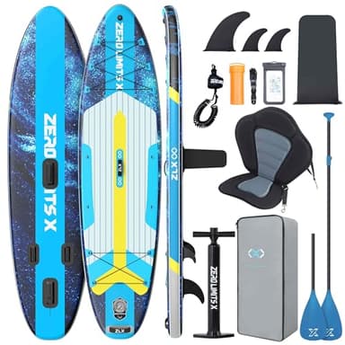 ZLX SUP Gonfiabile 320x84cm, SUP Con Accessori Completi, Tavola SUP Max 200 Kg, Pinna Centrale Unica, Pad Deck Antiscivolo, Tavola SUP Gonfiabile Per Adulti, Principianti, Tutti I Livelli