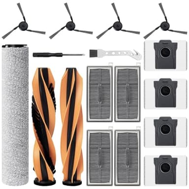 Set di 15 Accessori per Mova Z60 Ultra Roller Complete / Z60 Ultra Roller Standalone robot aspirapolvere, 2 spazzole principali, 1 rotolo, 4 spazzole laterali, 4 filtri per contenitore della polvere