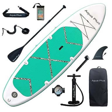 Aqua Plus 15cm Spessore SUP Gonfiabile per Tutti i Livelli di abilità Tavola da Paddle in Piedi, pagaia, Pompa, ISUP Zaino da Viaggio, guinzaglio, Tracolla