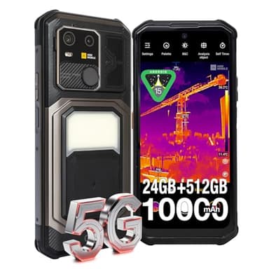 AGM G3 Pro Smartphone Rugged Fotocamera Termica (512x384, 25 FPS), (12+12) GB + 512 GB [TF 1 TB], Impermeabile Potente Altoparlante da 5 W, luce Campeggio, Ricarica Wireless 10000 mAh Batteria