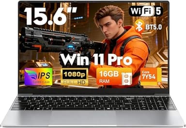 CHIFUYOU 2026 Computer portatile 512 GB SSD 16 GB RAM PC portatile commerciale 15,6 pollici Gaming portatile i5-7Y54 fino a 3,2 GHz, Win 11, 1920 x 1080p, 5000 mAh, tastiera retroilluminata