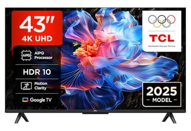 TCL 43V6C Smart TV LED Direct da 43", HDR 4K, con tecnologia Google TV (Dolby Audio, Motion Clarity, compatibile con Google Assistant e Alexa)
