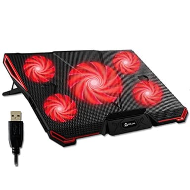 KLIM Cyclone - Base di Raffreddamento PC Portatile + Laptop Stand con 5 ventole + Il Miglior Supporto Raffreddatore + Cooling Pad Gaming PS5 PS4 Xbox One + Blu + Nuova Versione