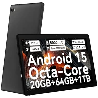 Laptok Tablet 10 pollici Android 15 Tablet con Octa-Core, Face ID, 20GB+64GB+1TB Espansione, 1280 * 800 HD IPS Touchscreen, tablet Android con WiFi 6 BT5.3, Doppia Fotocamera 5MP+8MP, Widevine L1