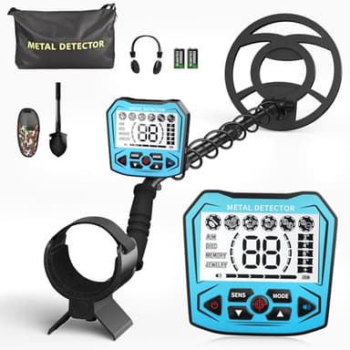 Metal detector professionale con 2 batterie ricaricabili, 5 modalità Metal detector per adulti e bambini, chip anti-interferenza, impermeabile IP68, alimentazione a batteria e USB (Azzurro)