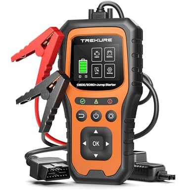 TREKURE Booster Avviamento Auto con OBD2 Diagnostica, 7000A Avviatore Di Emergenza (Tutti Gas o 10L Diesel), Portatile 12V Avviatore Batteria Auto con LED, OBDII, Tester Batteria, Power Bank